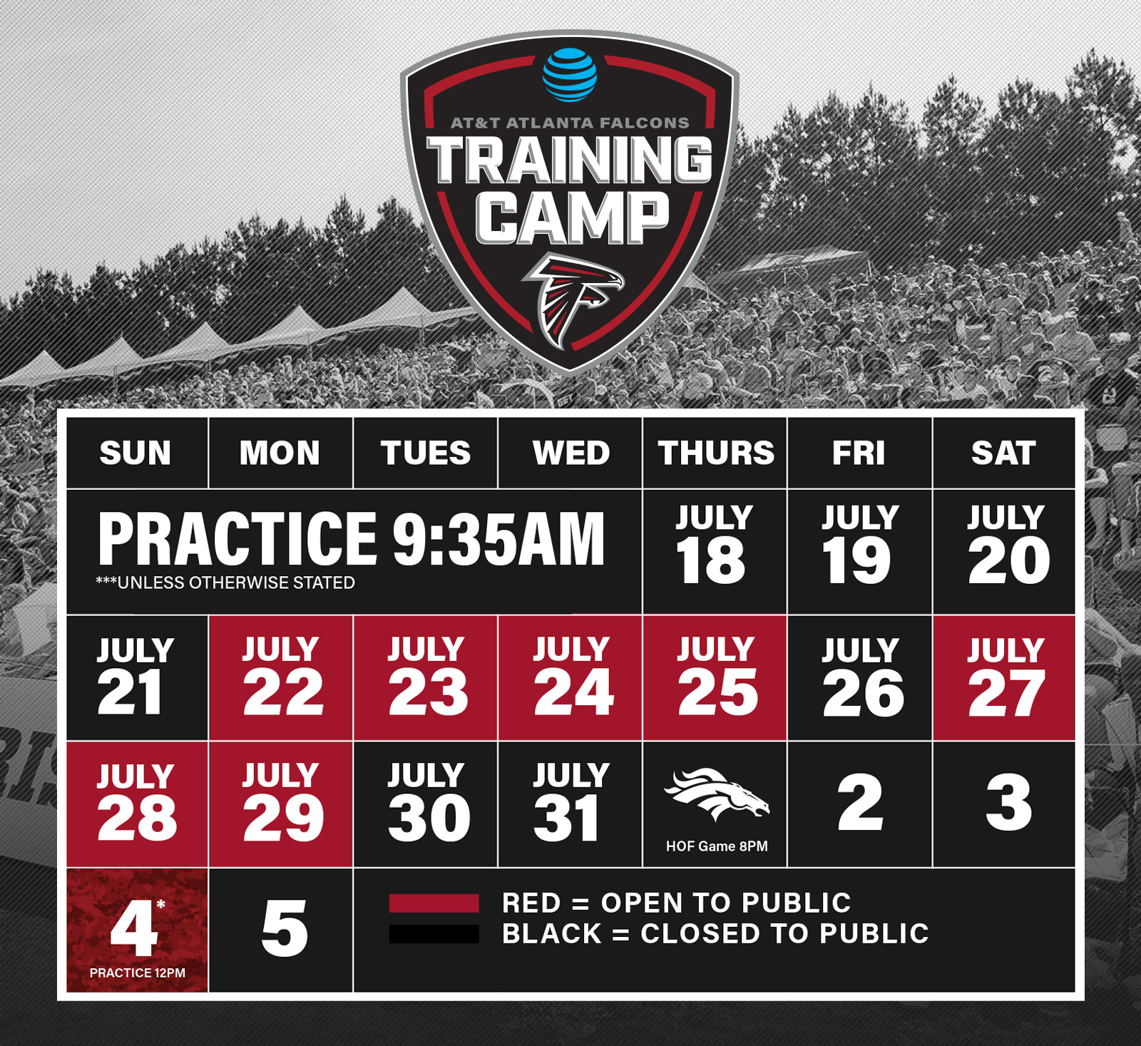 Complete 2018 Att Training Camp Schedule