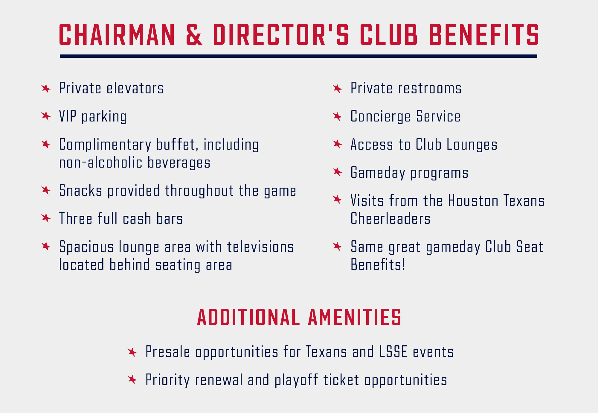 Chairmans and Directors Club Houston Texans