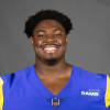 This is a 2020 photo of Tremayne Anchrum Jr. of the Los Angeles Rams NFL football team.  This image reflects the Los Angeles Rams active roster as of August 8th, 2020 when this image was taken. (Los Angeles Rams)