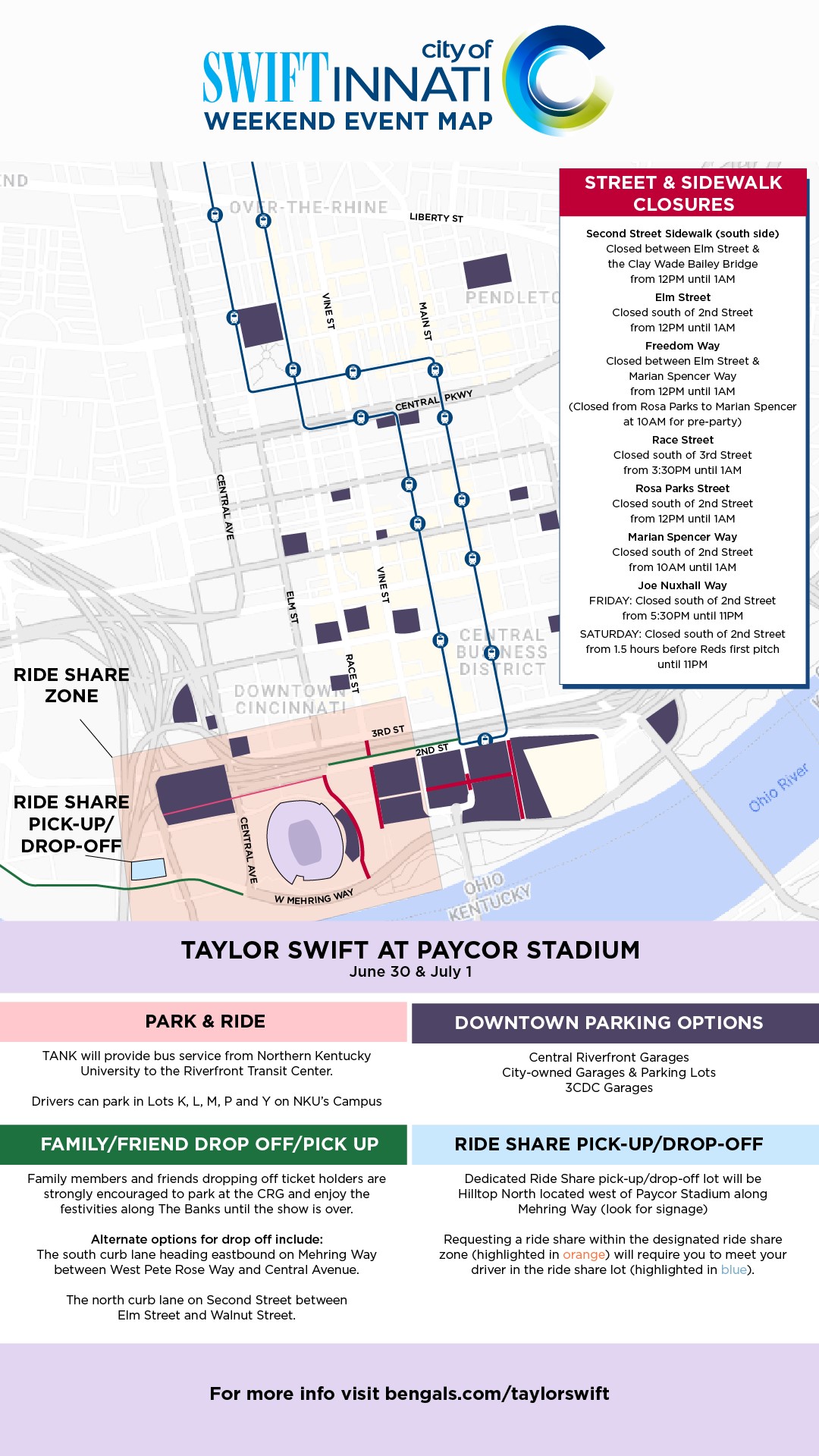 Taylor Swift at Paycor Stadium: Bag policy, parking, seating and more