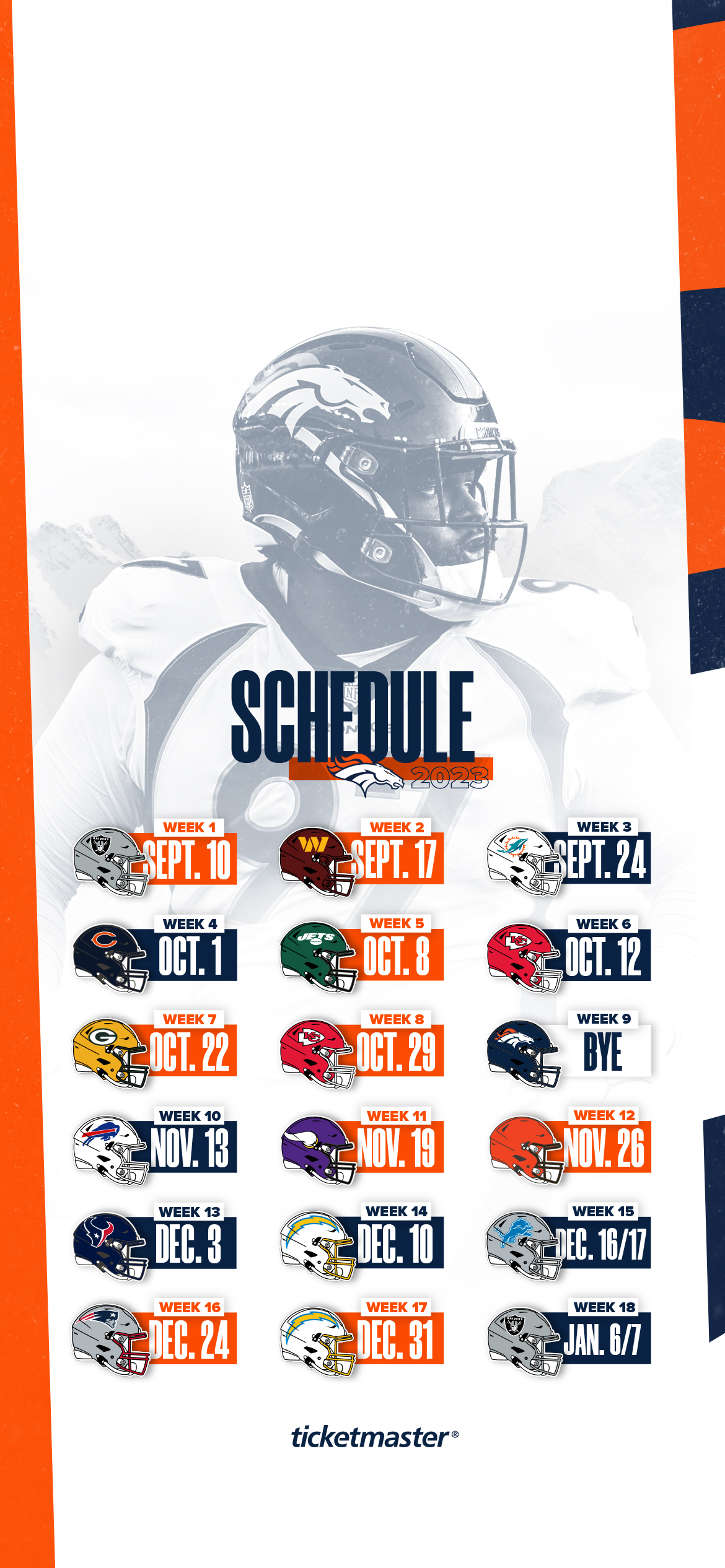 Denver Broncos 2019 Mobile Field NFL Schedule Wallpaper