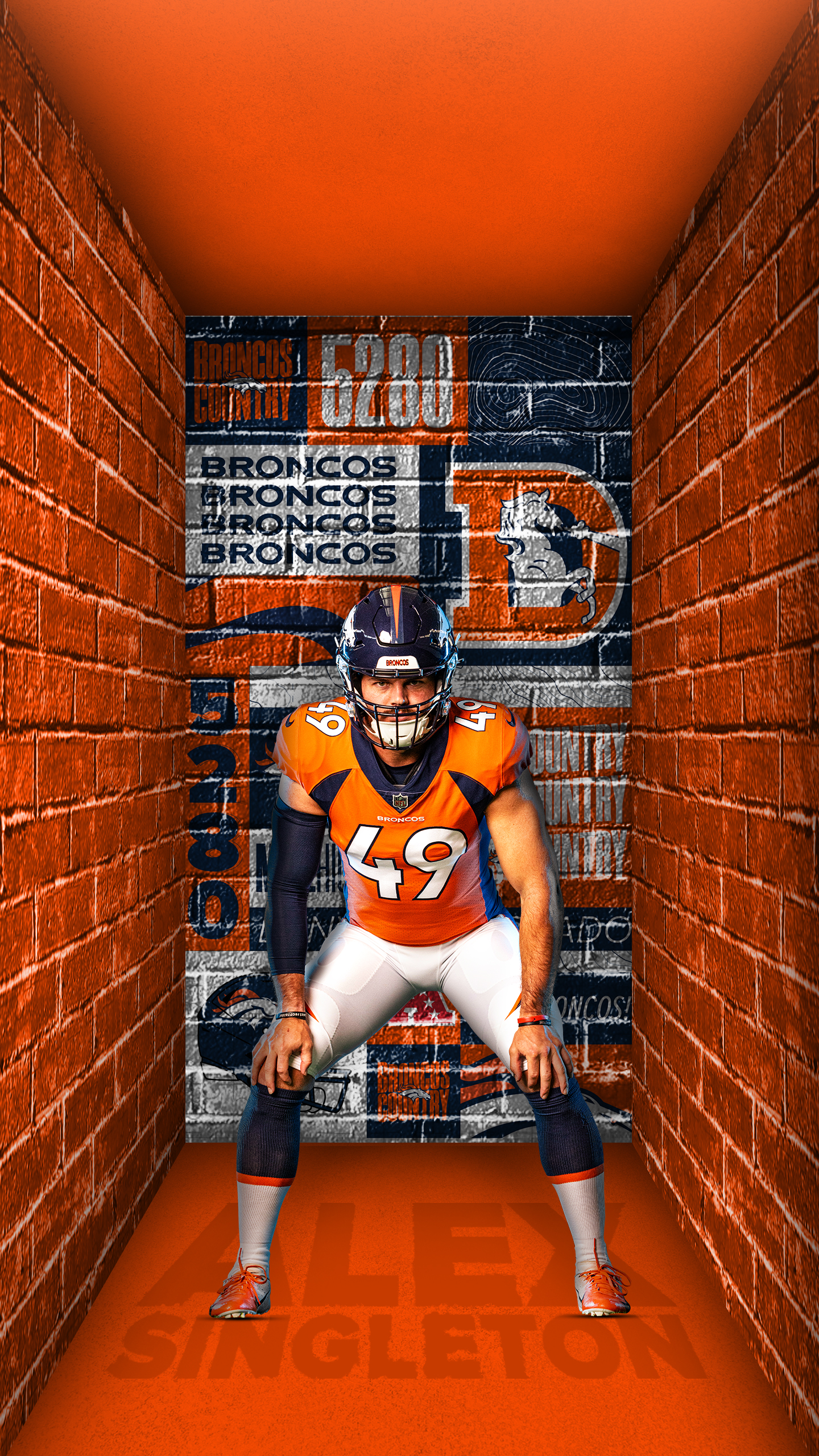 Denver Broncos Pixel Art Wall Poster - Build Your Own with Bricks! - BRIK