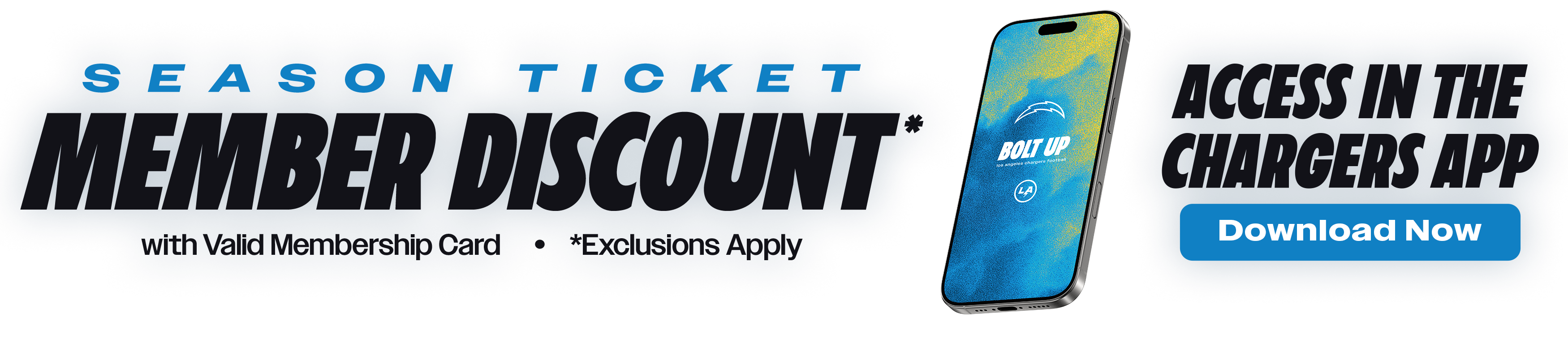 Season Ticket Member Discount with Valid Membership Card - Download the Chargers App to Access Yours