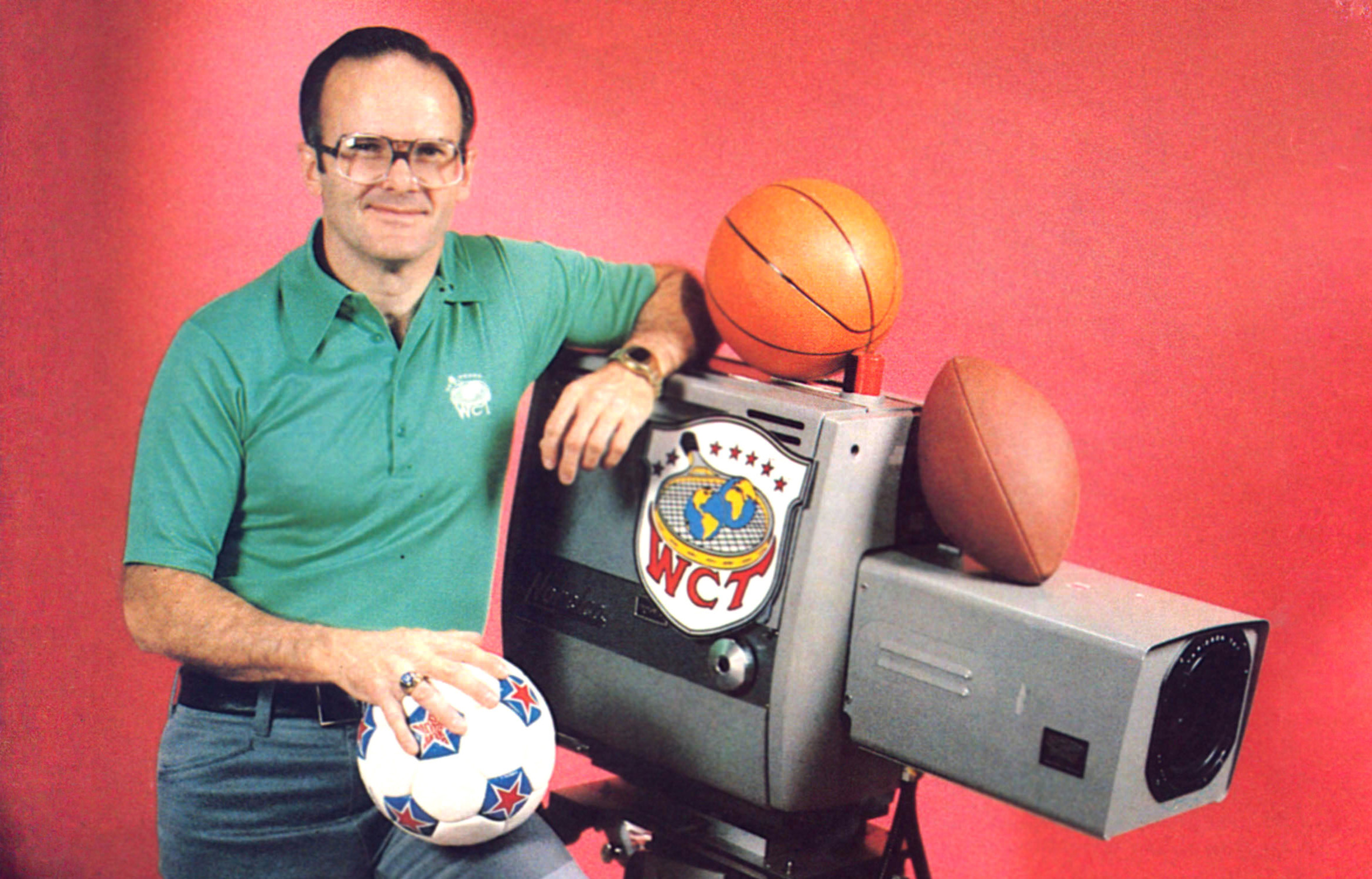Lamar Hunt pictured with a television camera