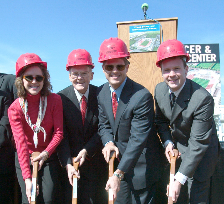 Hunt family members breaking ground for the FC Dallas stadium