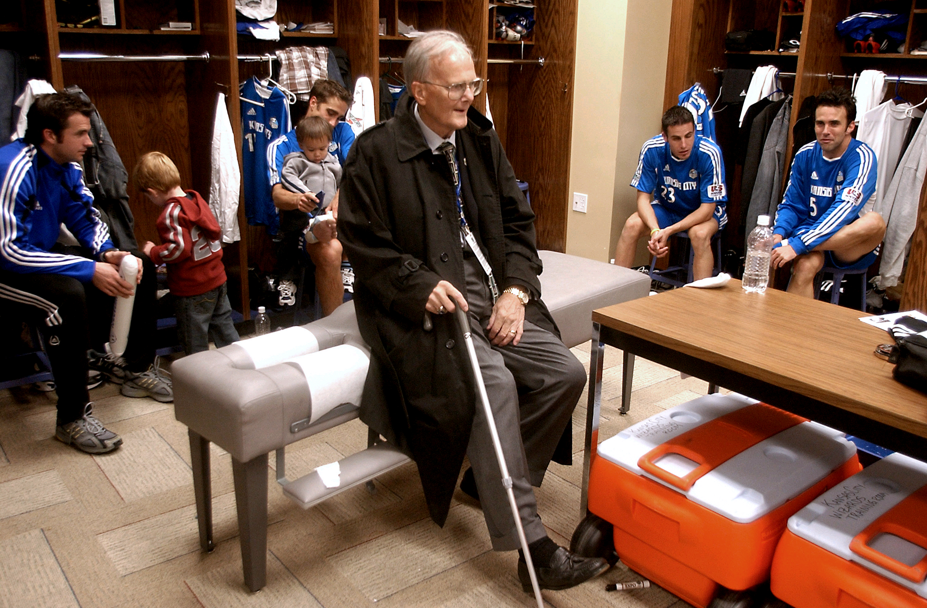 Lamar Hunt in the Kansas City Wizards locker room