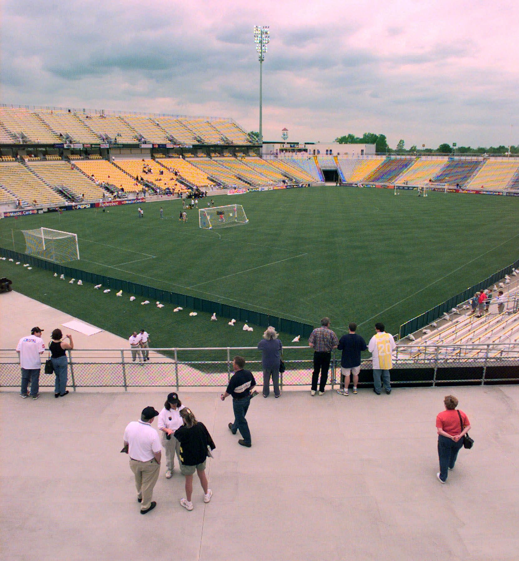 The nation's first stadium built specifically for professional soccer games opens Saturday, May 15, 1999, in a city known more for Woody Hayes and his 'three yards of dust.' The stadium for the MLS team, the Columbus Crew, is shown during an open house May 8, 1999 in Columbus, Ohio. (AP Photo/Chris Putman)