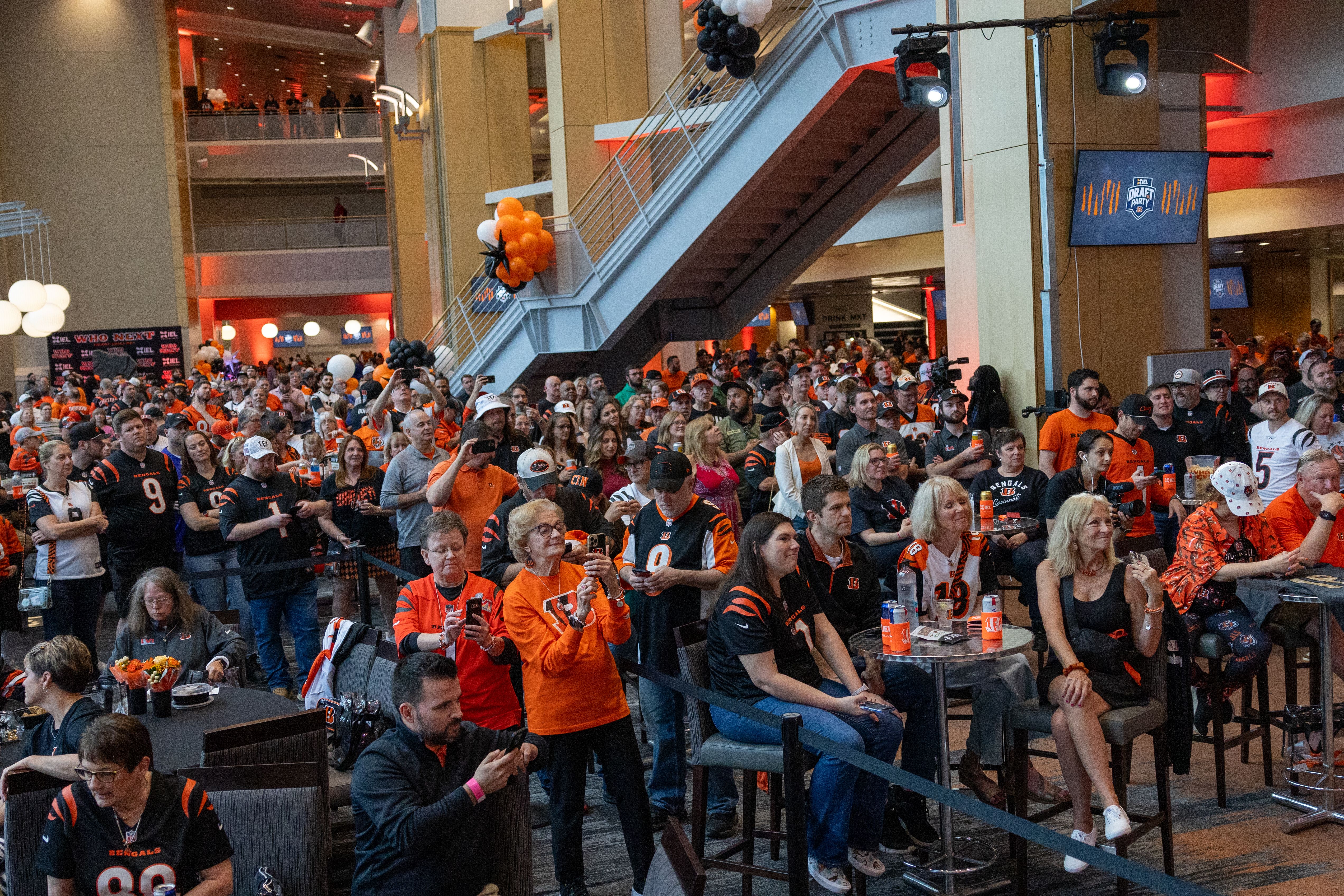 Fans at the Bengals 2025 NFL Draft Party at Paycor Stadium.