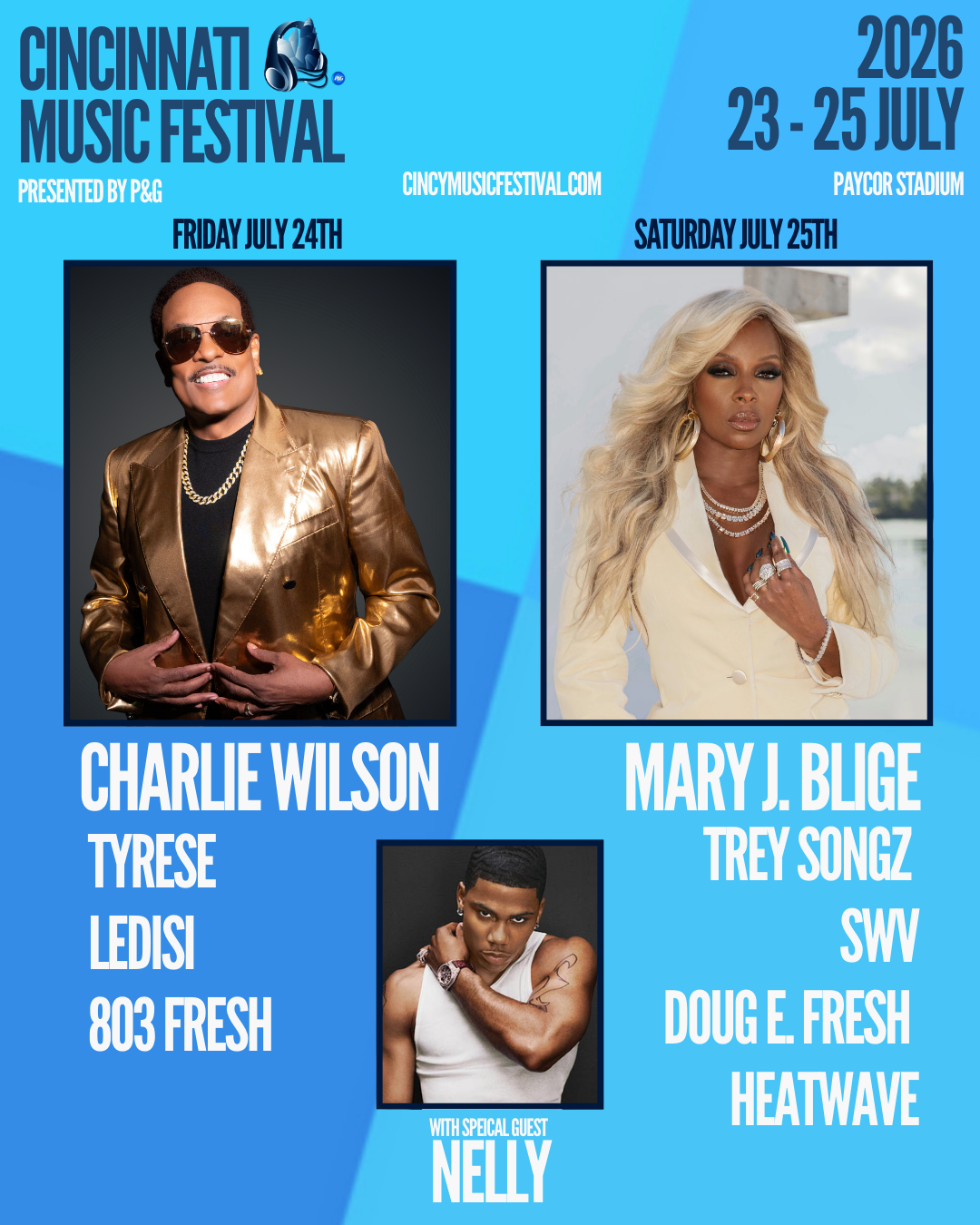 Mary J Blige and Charlie Wilson Headline 2026 Cincinnati Music Festival
