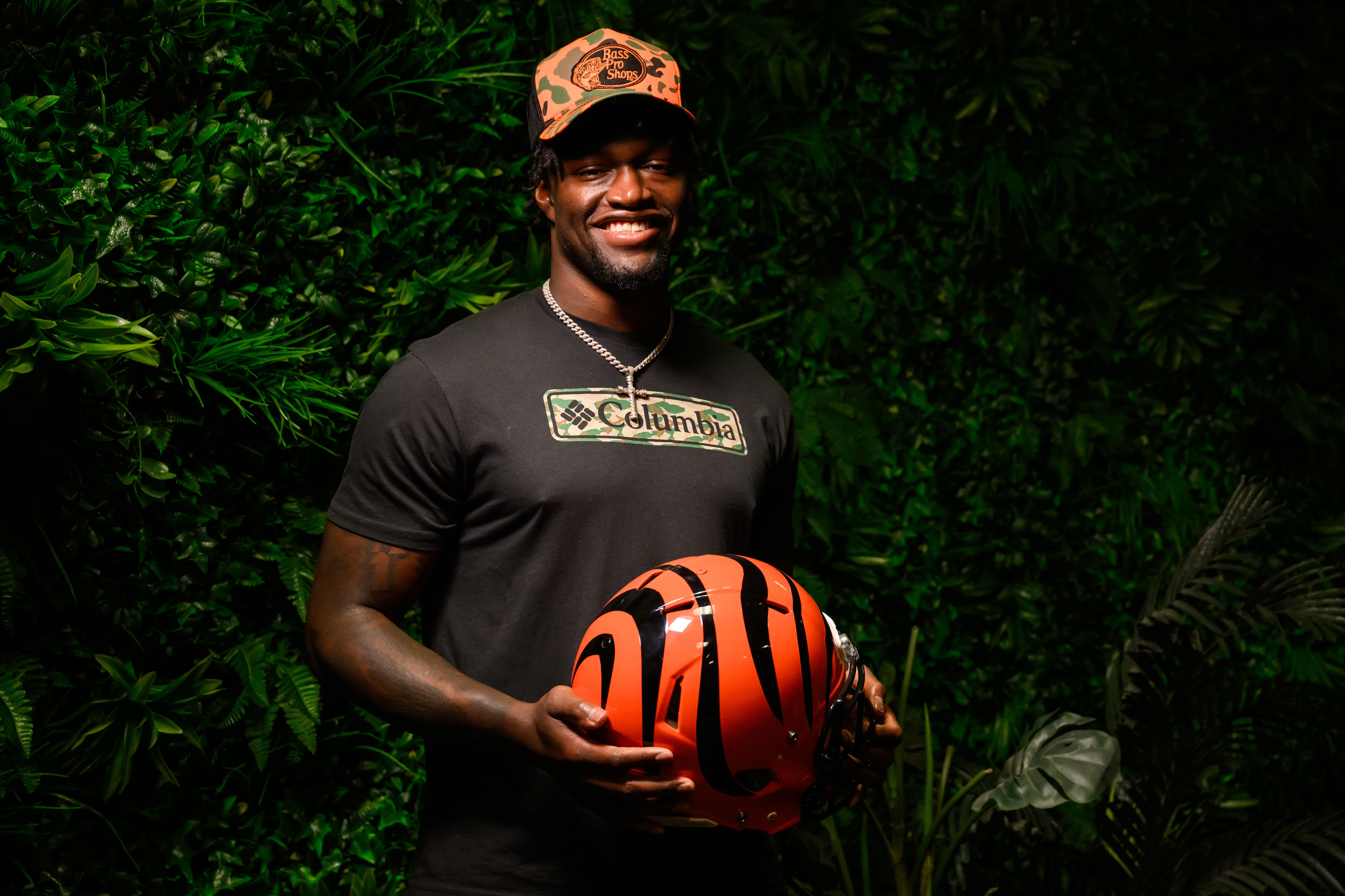 Second-round pick Demetrius Knight Jr. arrives at Paycor Stadium, Saturday, April 26, 2025.