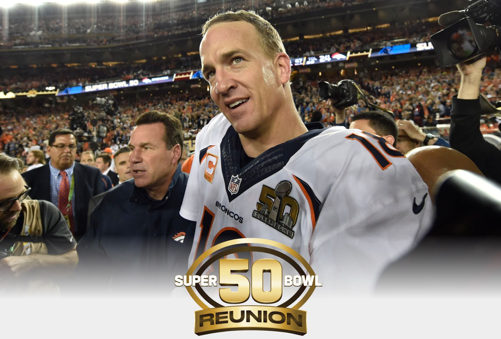 Peyton Manning smiling after Super Bowl victory