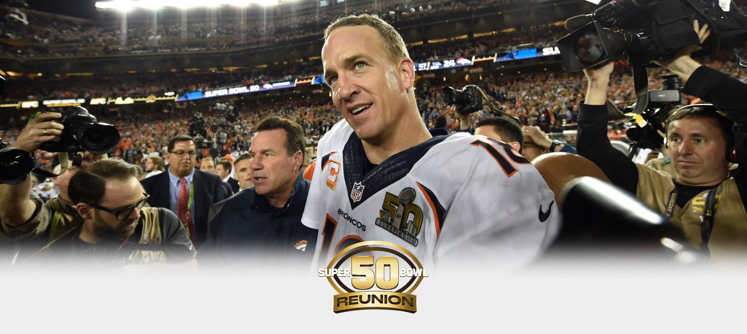 Peyton Manning smiling after Super Bowl victory