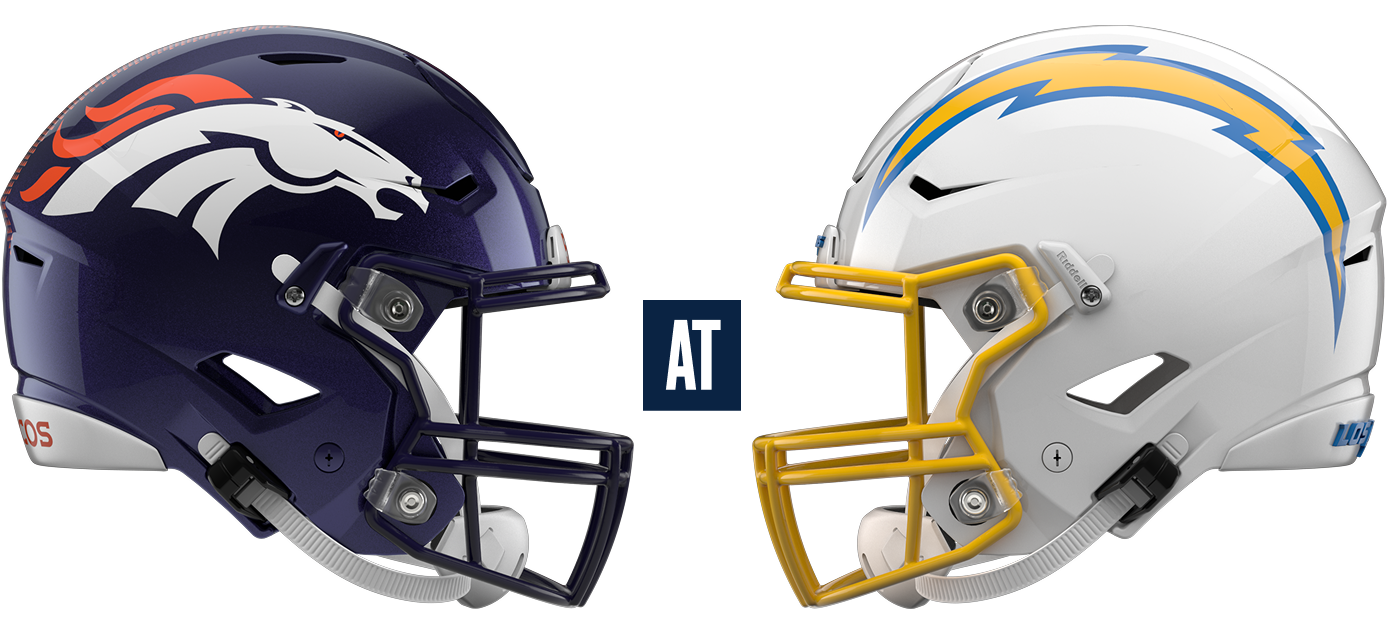 Denver vs. Chargers Helmets