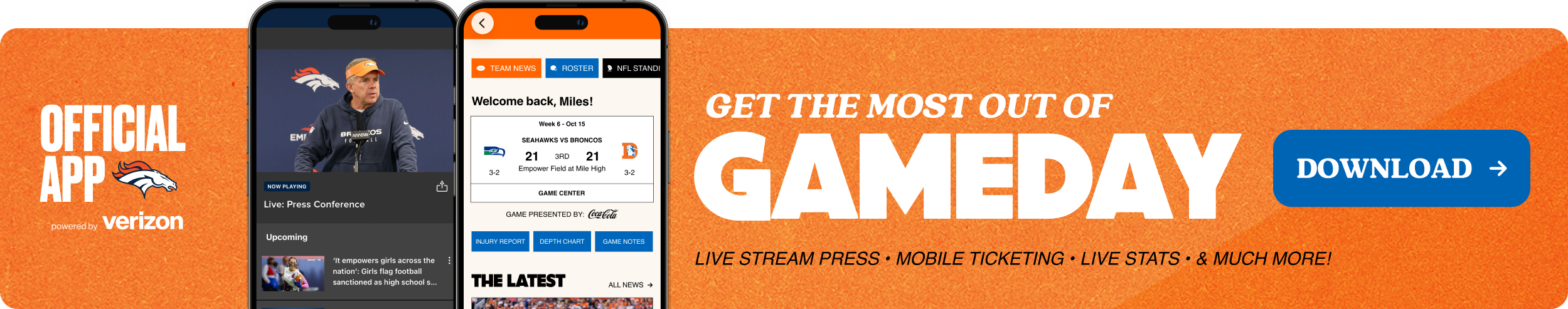 DOWNLOAD THE DENVER BRONCOS APP