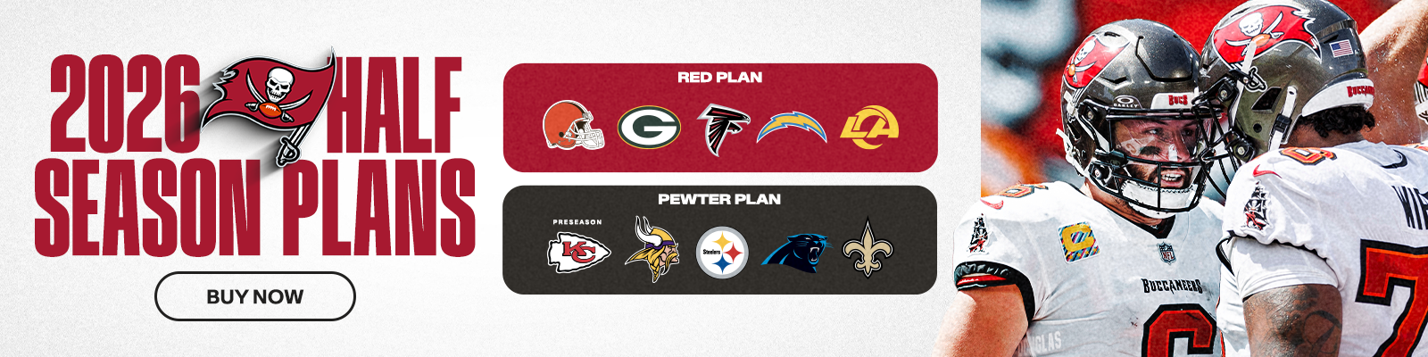 2026 Half Season Plans, Tampa Bay Buccaneers, Buy Now. Red