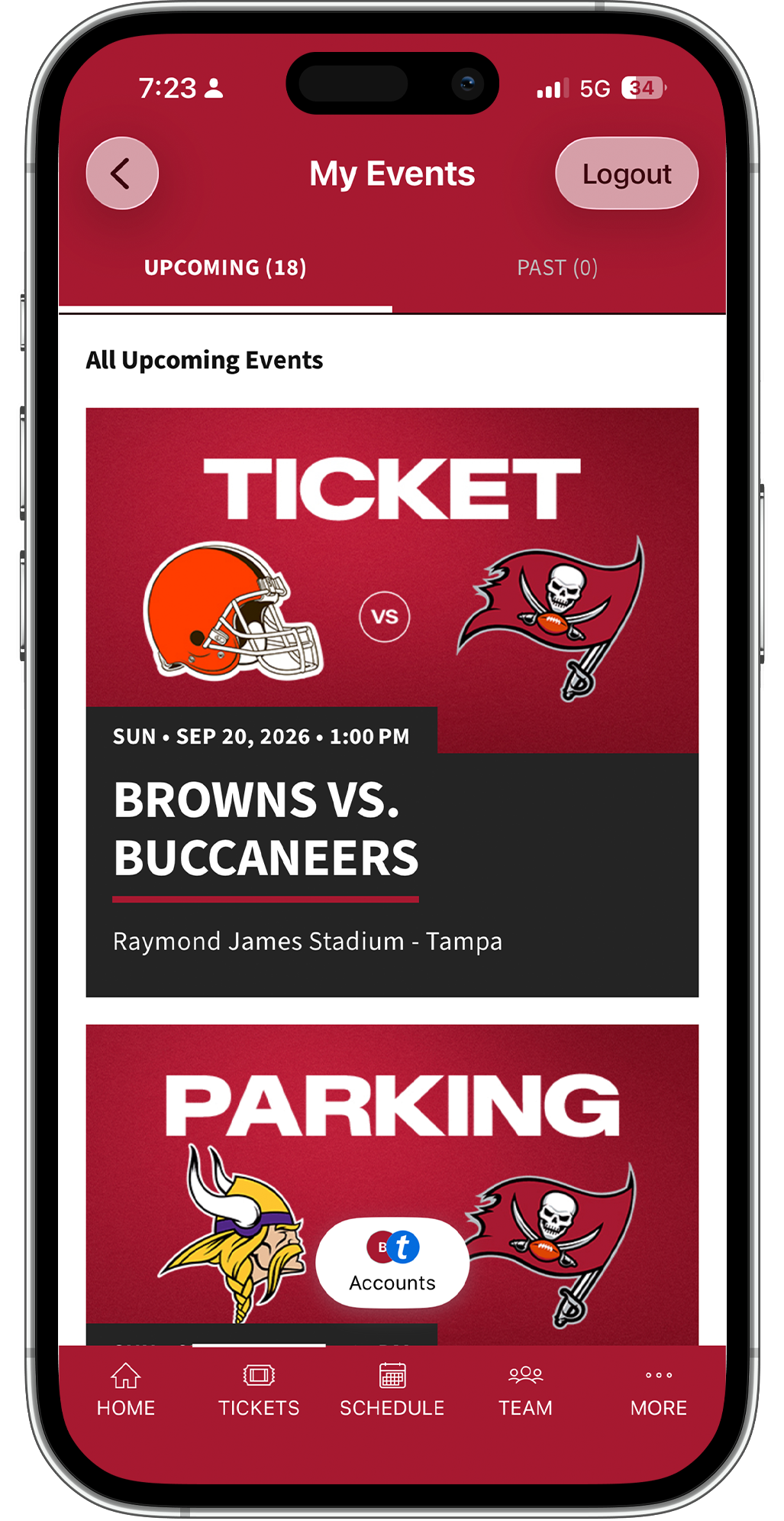To have your tickets scanned, select the appropriate game and then click View Barcode. For easy gameday access, add to your device's wallet.