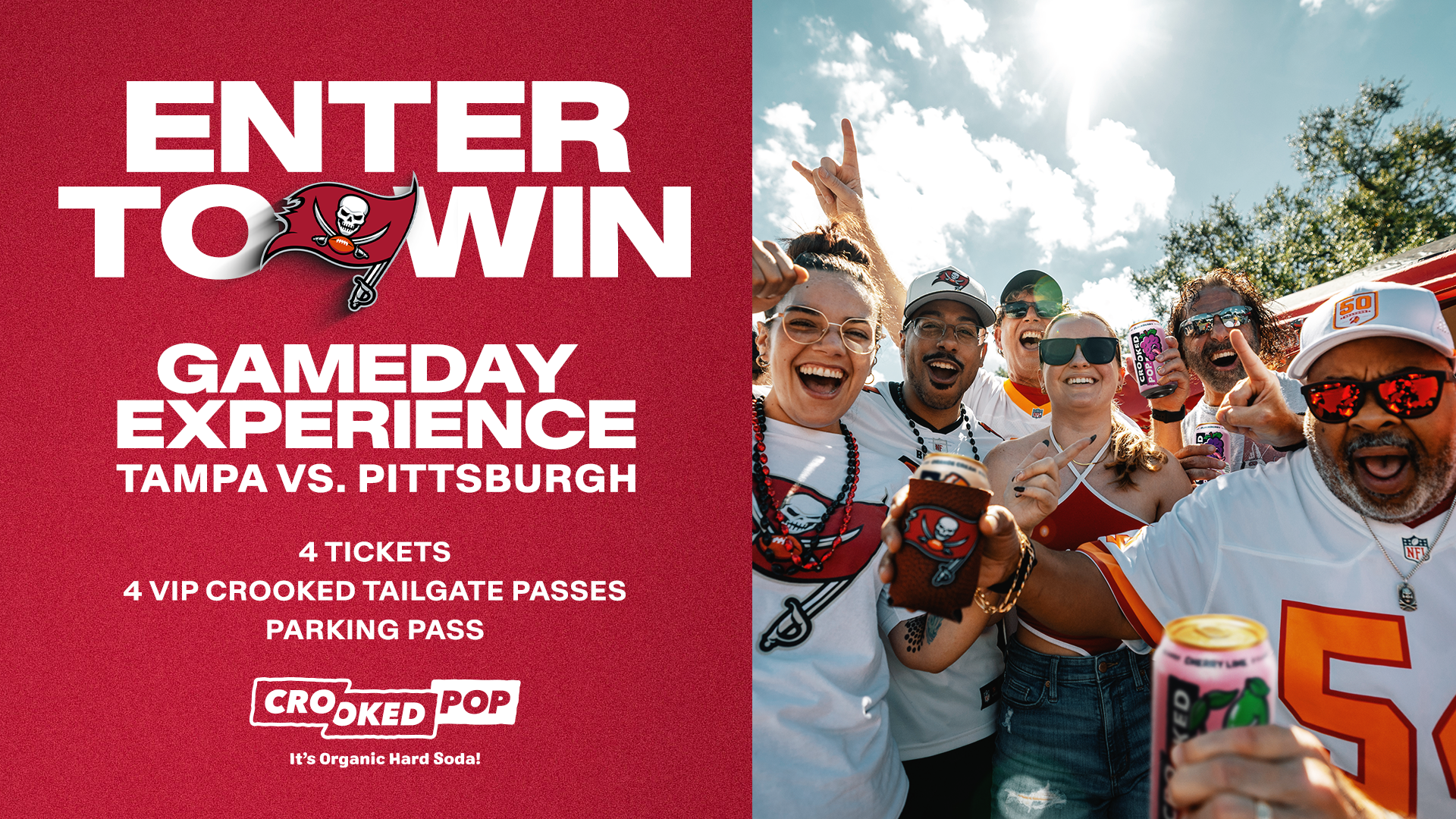Enter for a chance to win a Game Day experience for the Tampa vs. Pittsburgh game. Tampa Bay Buccaneers, Crooked Tea.