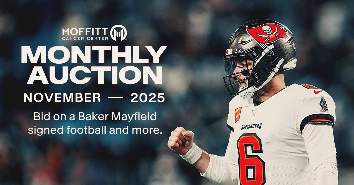 Moffitt Cancer Center Monthly Auction - November 2025. Bid on a Baker Mayfield signed football and more.