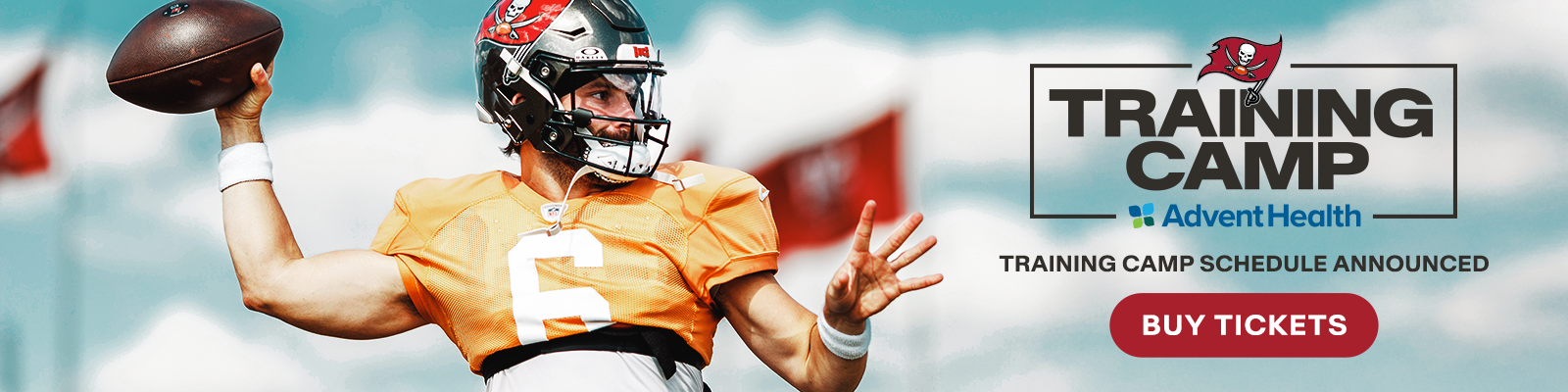 Buccaneers 2026 Training Camp presented by AdventHealth, training camp schedule announced, Buy Tickets