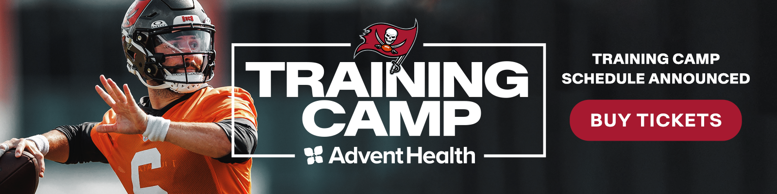 Buccaneers 2026 Training Camp presented by AdventHealth, training camp schedule announced, Buy Tickets