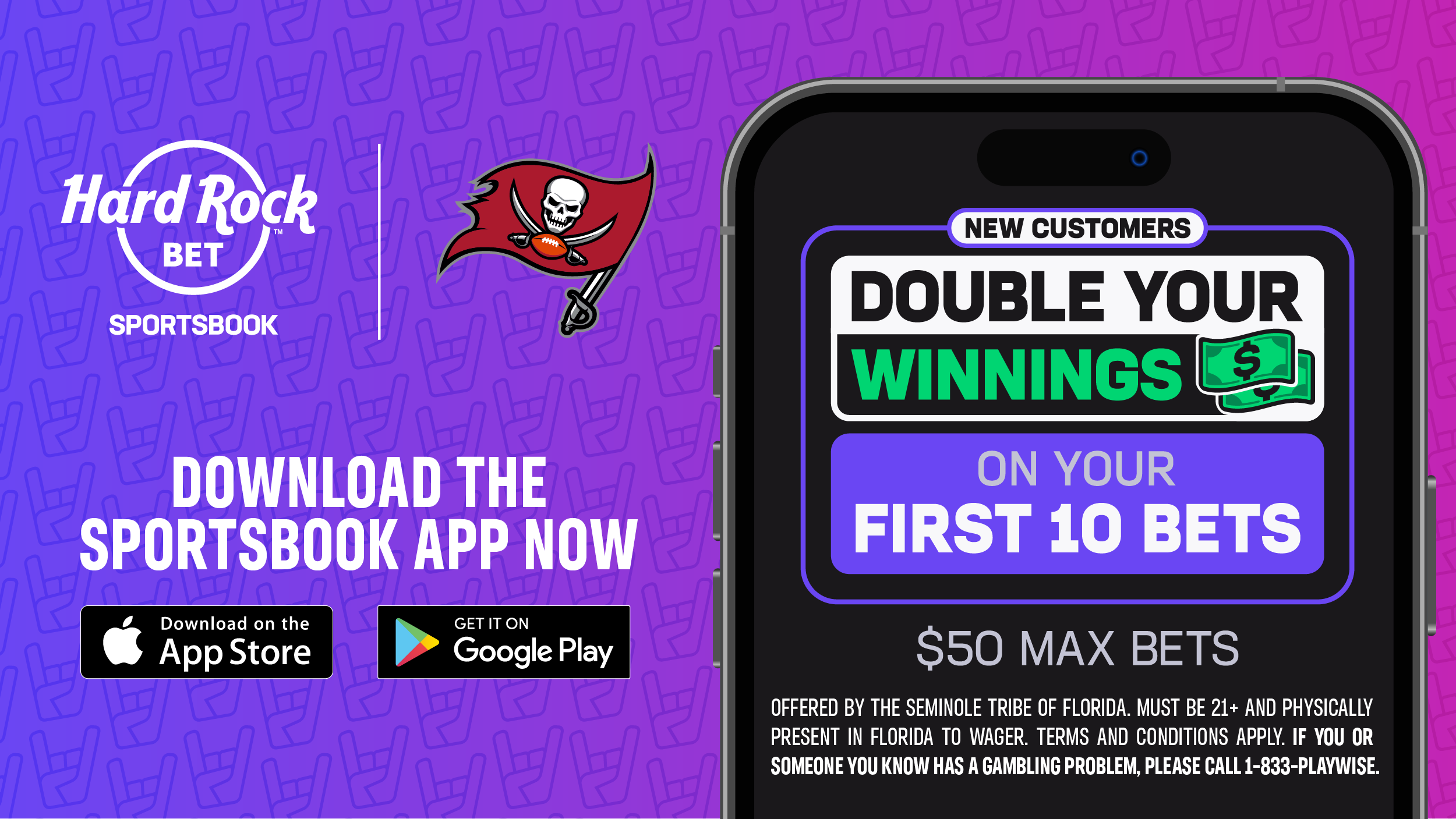 Hard Rock Bet. Bet $5 Get $150 in Bonus Bets if You Win. Download the Sportsbook App Now. PAYABLE IN BONUS BET(S). NOT A CASH OFFER. OFFERED BY THE SEMINOLE TRIBE OF FLORIDA. MUST BE 21+ AND PHYSICALLY PRESENT IN FLORIDA TO WAGER. TERMS AND CONDITIONS APPLY. CONCERNED ABOUT GAMBLING? PLEASE CALL 1-888-ADMIT-IT.