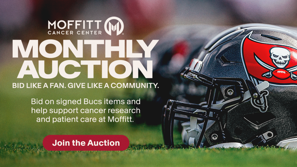 Moffitt Cancer Center Monthly Auction. Bid like a fan. Give like a community. Bid on signed Bucs items and help support cancer research and patient care at Moffitt. Join the auction.