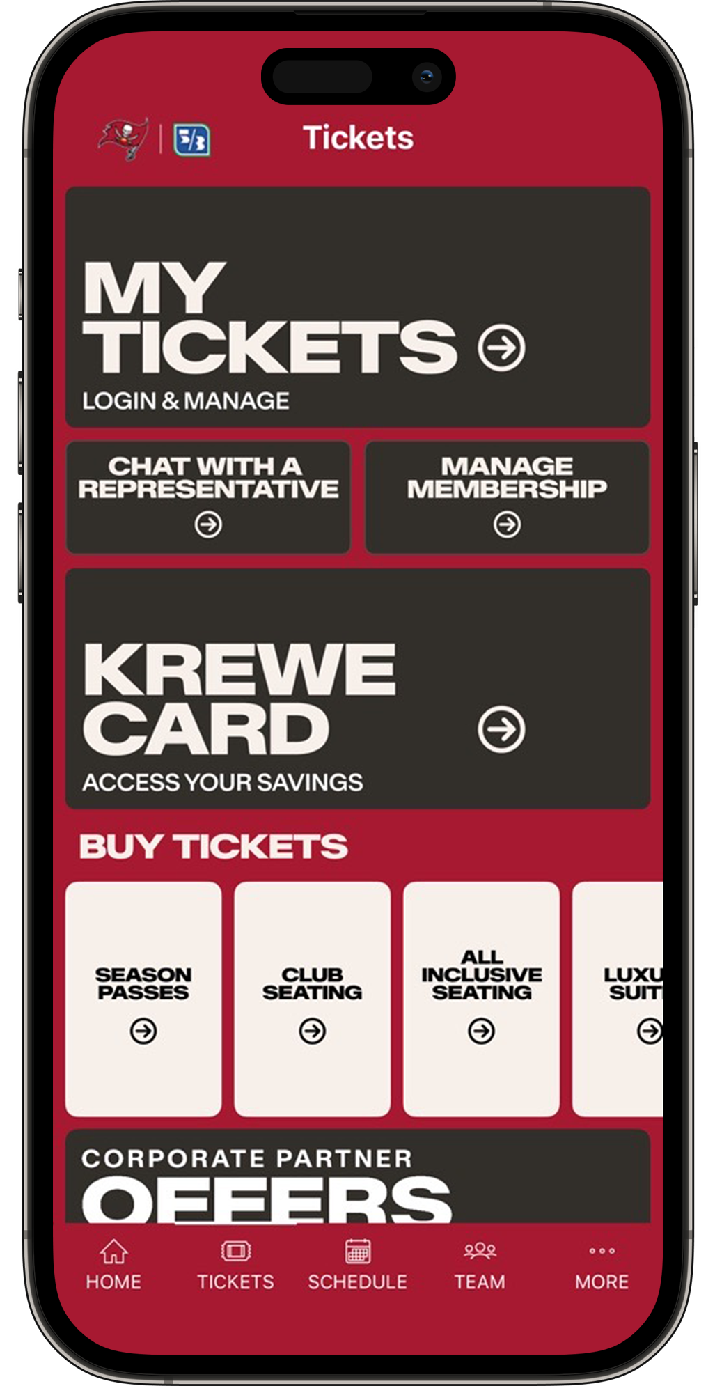 Select MY TICKETS and log in using the email address and password associated with your Buccaneers Account Manager.