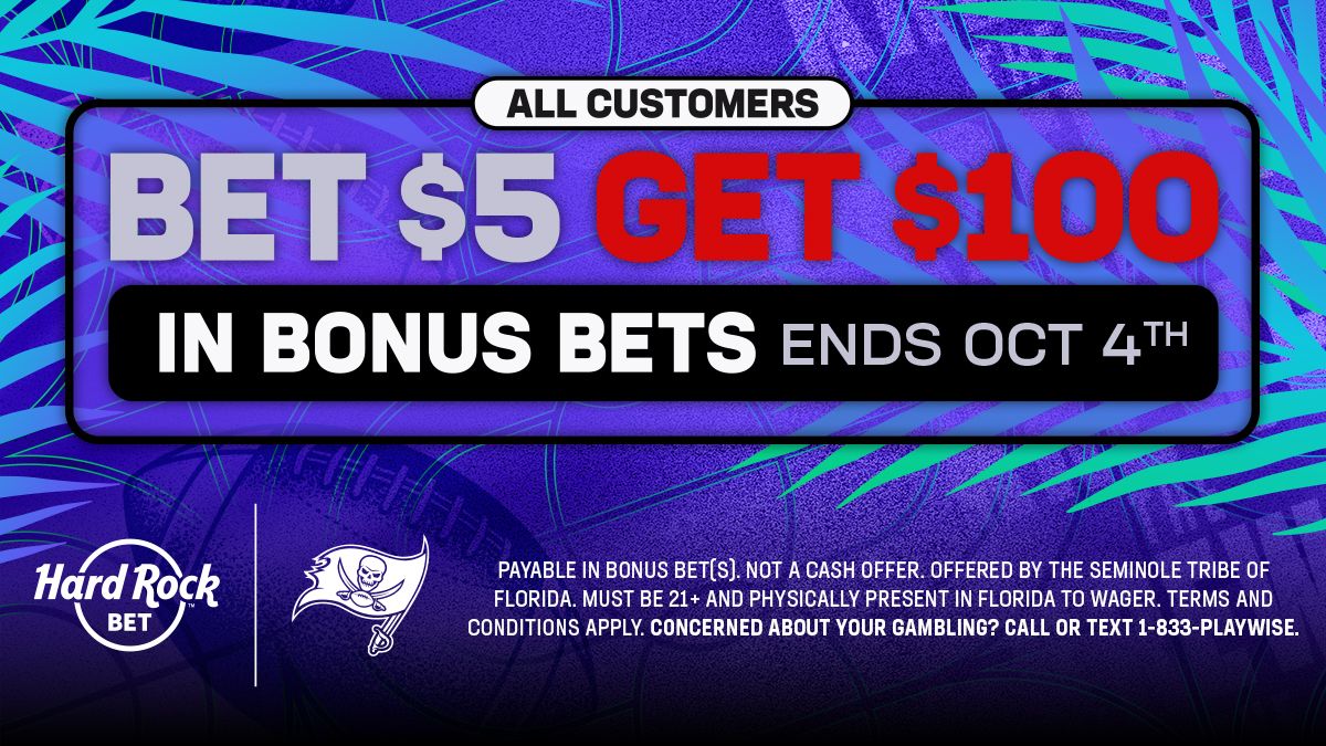 Hard Rock Bet Sportsbook. All customers. Bet $5, Get $100. In Bonus Bets. Ends in 10/14. Click to access offer
