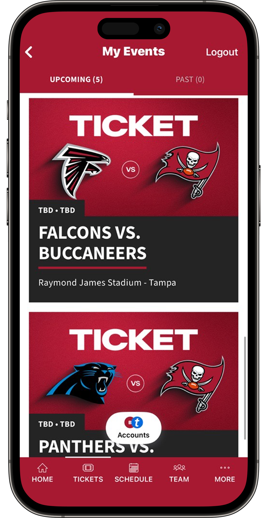 To have your tickets scanned, select the appropriate game and then click View Barcode. For easy gameday access, add to your device's wallet.