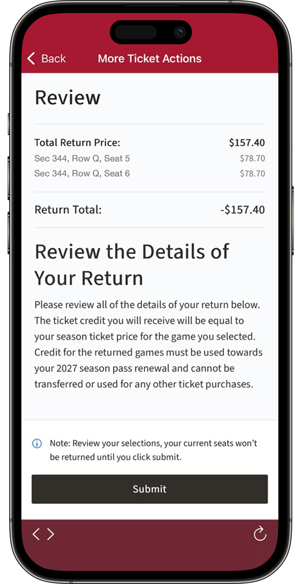 Download the official Buccaneers App for free from the App Store or Google Play Store on your mobile device. Open the app, then select TICKETS on the bottom navigation bar.