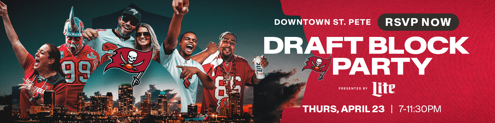 Downtown St. Pete - RSVP Now. Draft Block Party presented by Miller Lite. Thurs, April 23 7-11:30pm