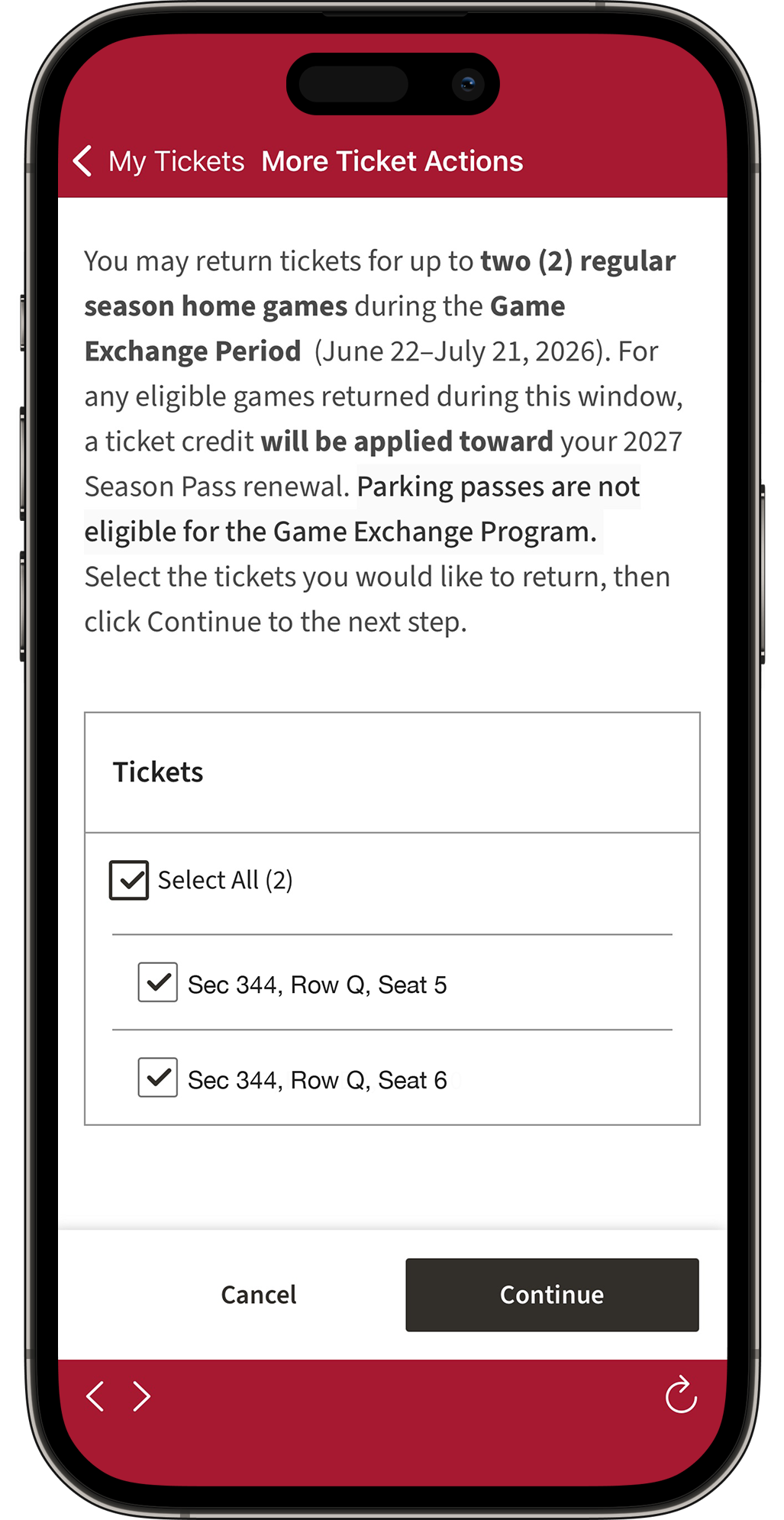 Download the official Buccaneers App for free from the App Store or Google Play Store on your mobile device. Open the app, then select TICKETS on the bottom navigation bar.