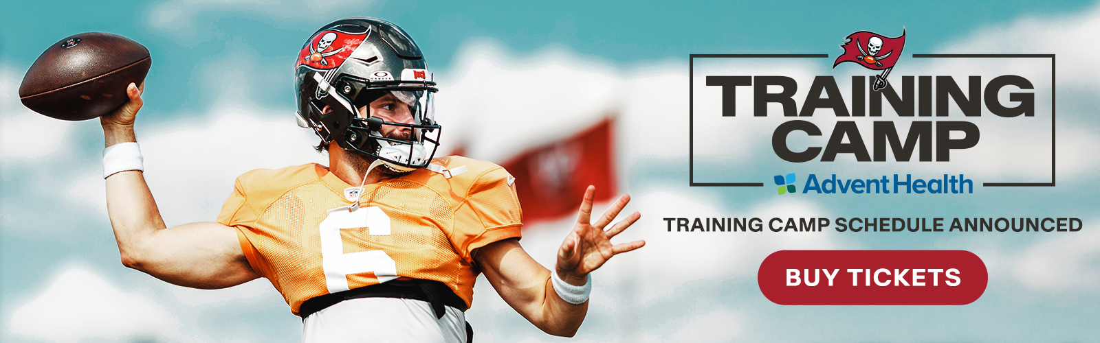 Buccaneers 2026 Training Camp presented by AdventHealth, training camp schedule announced, Buy Tickets