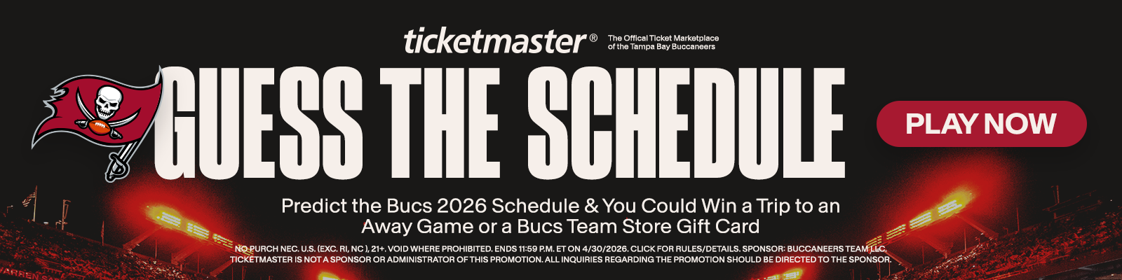 Guess the Schedule - Predict the Bucs 2026 schedule and you can win a trip to an away game or a bucs team store gift card