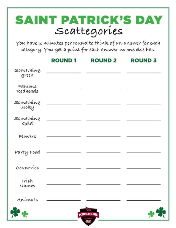Saint Patricks Scattegories (1)