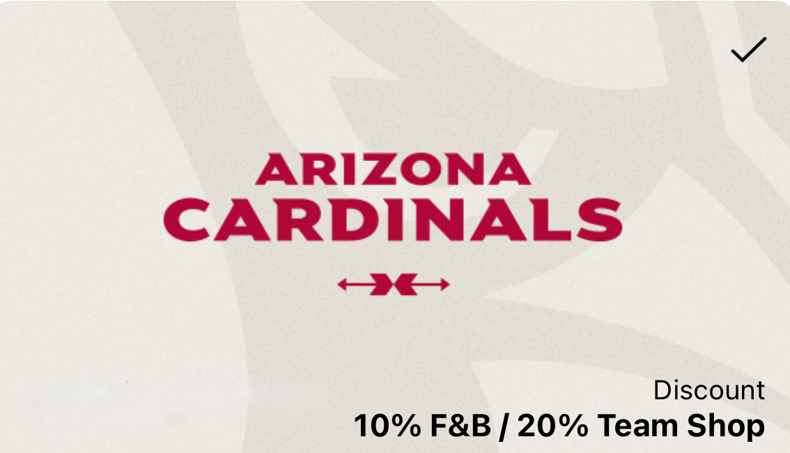 Arizona Cardinals Season Ticket Member Digital Discount Card