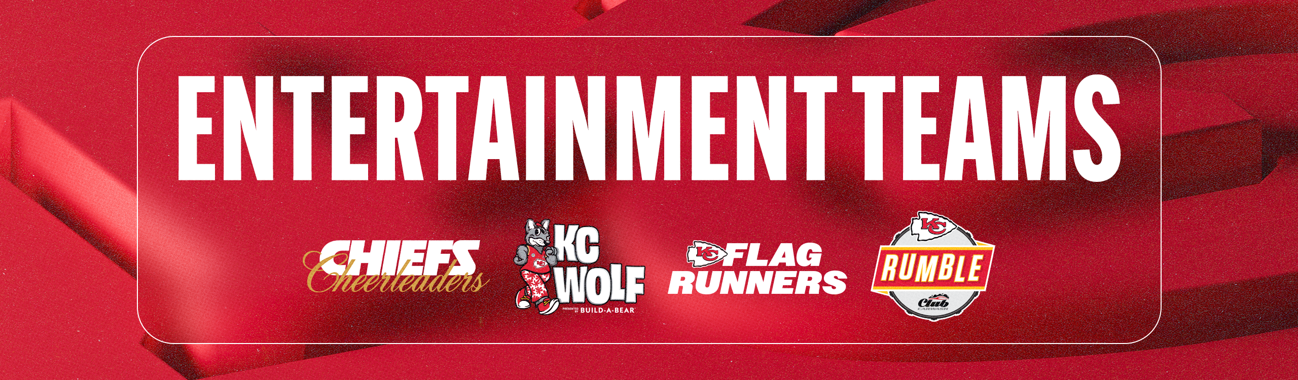 Kansas City Chiefs Entertainmnet Teams including Chiefs Cheerleaders, KC Wolf, Flag Runners, and Chiefs Rumble Drumline 