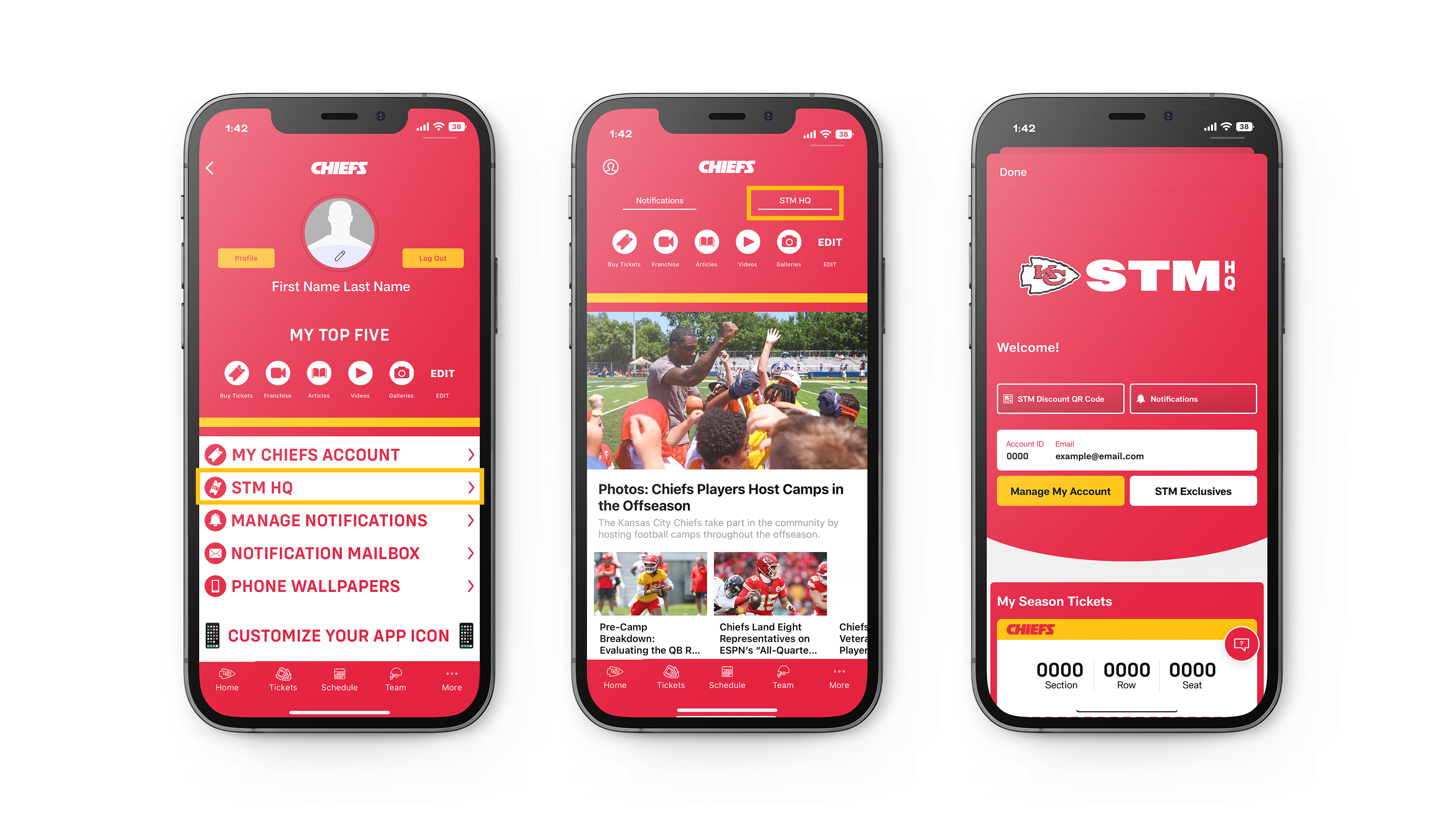 Tap "STM HQ" on the profile page or on the app home screen