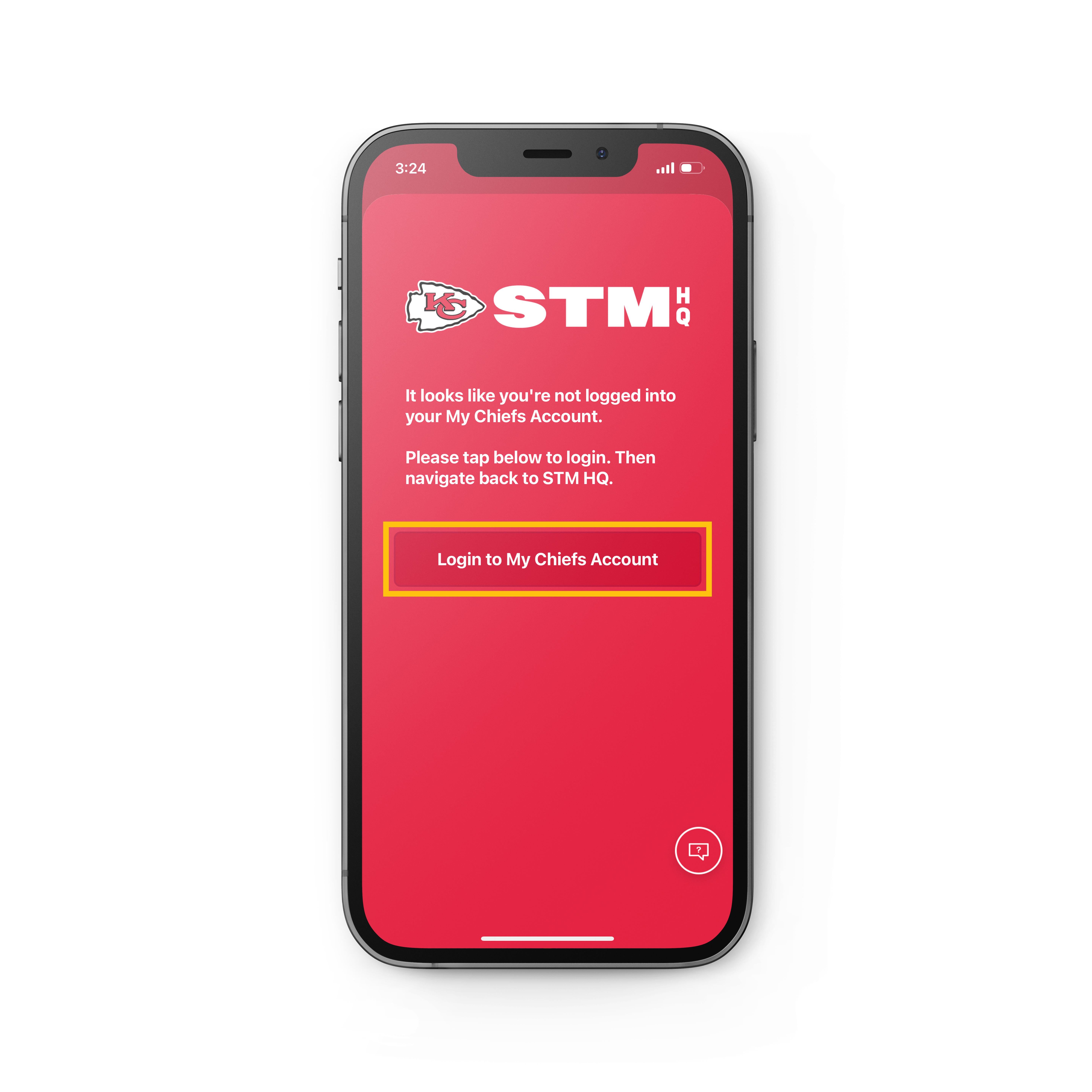 Tap “Login to My Chiefs Account” and follow the steps to input your Ticketmaster credentials