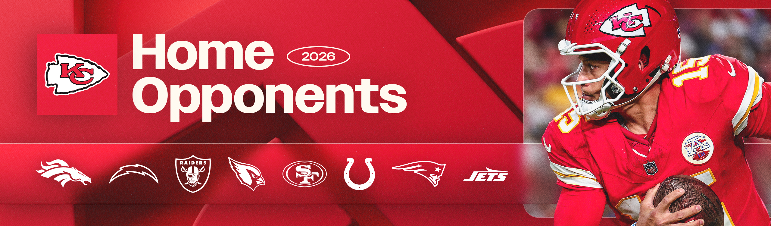 This graphic lists the Kansas City Chiefs 2026 home opponents