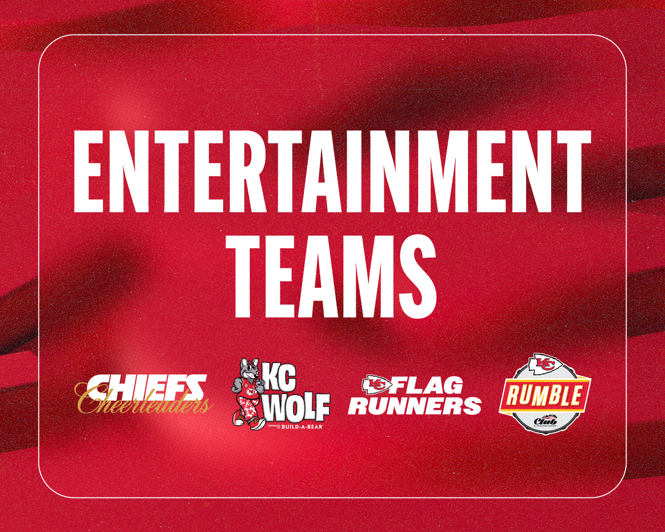 Kansas City Chiefs Entertainmnet Teams including Chiefs Cheerleaders, KC Wolf, Flag Runners, and Chiefs Rumble Drumline 