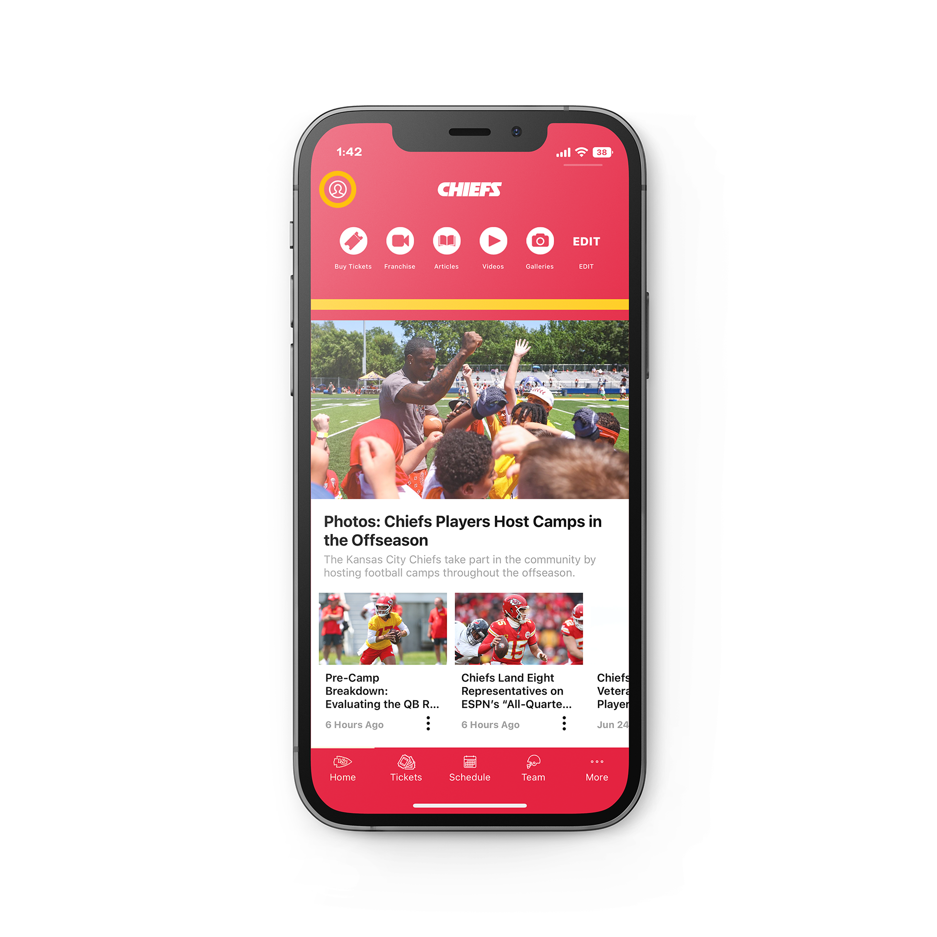 Tap the profile icon in the top left corner of the home screen