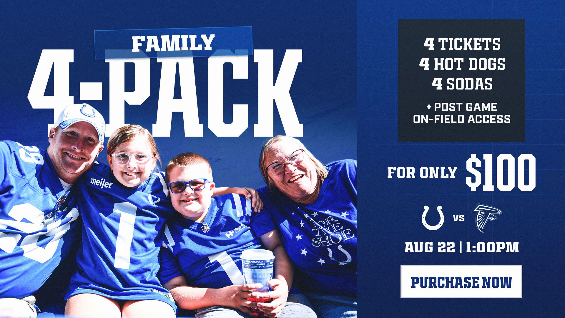 One pack, three unforgettable experiences. 1. ticket to the colts versus ravens game. 2. hold the full field flag during the national anthem. 3. bring home a 3 foot by 5 foot american flag