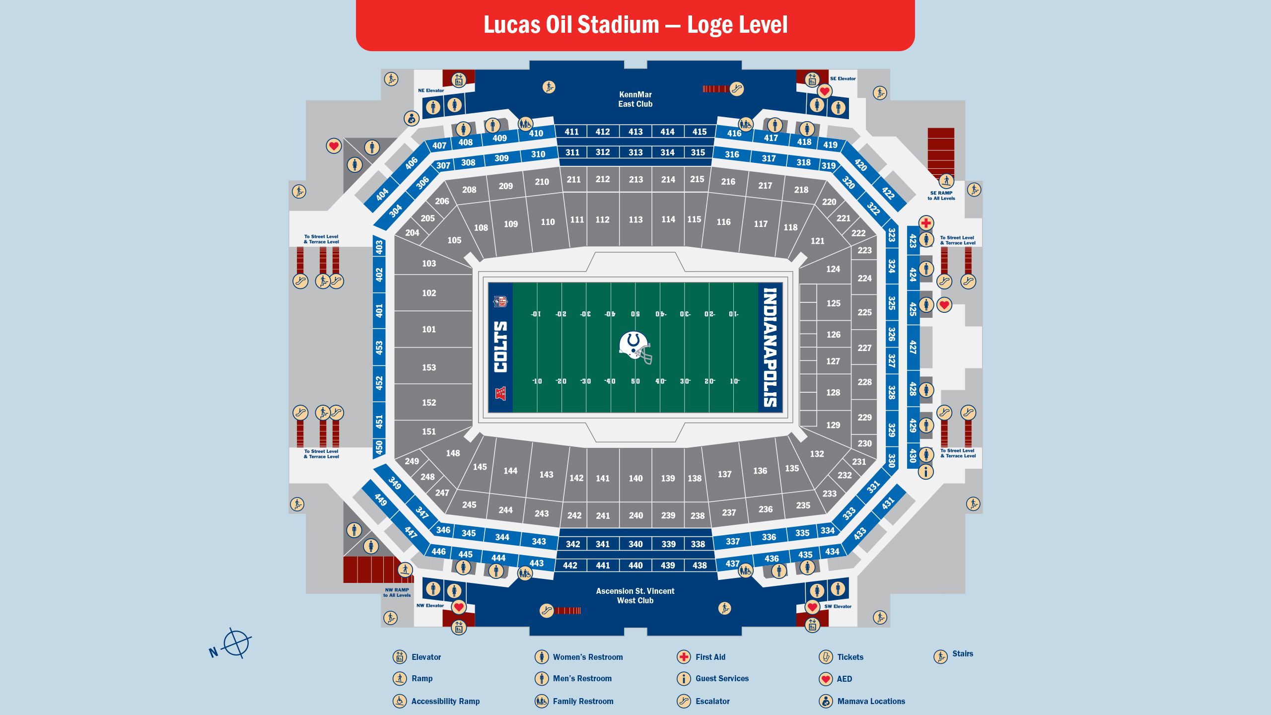 Lucas Oil Stadium Maps - Loge Level