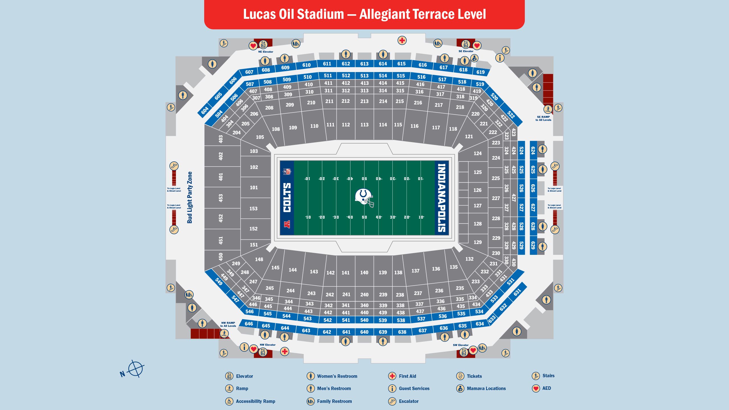 Lucas Oil Stadium Maps - Terrace Level
