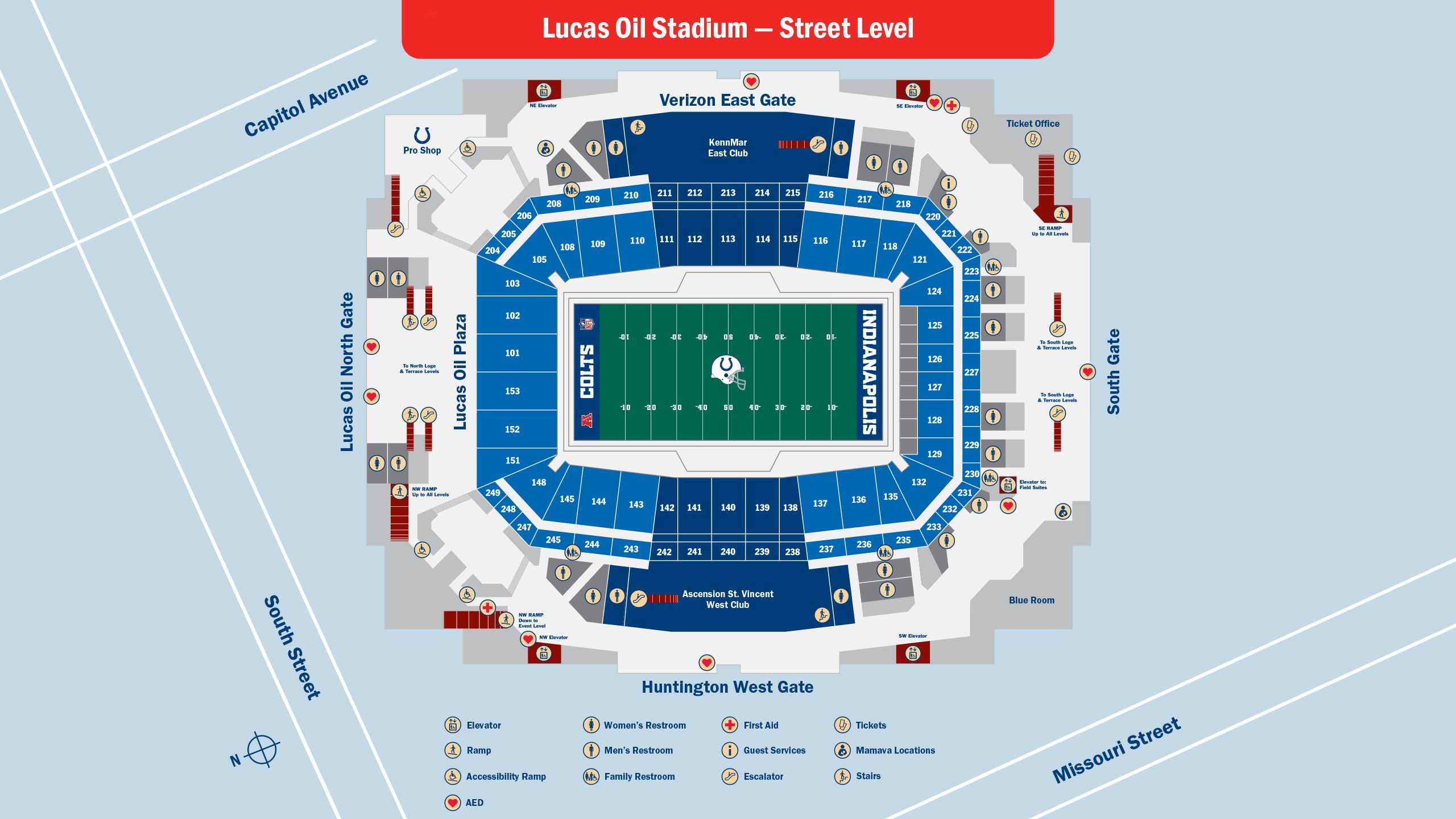 Lucas Oil Stadium Maps - Street Level