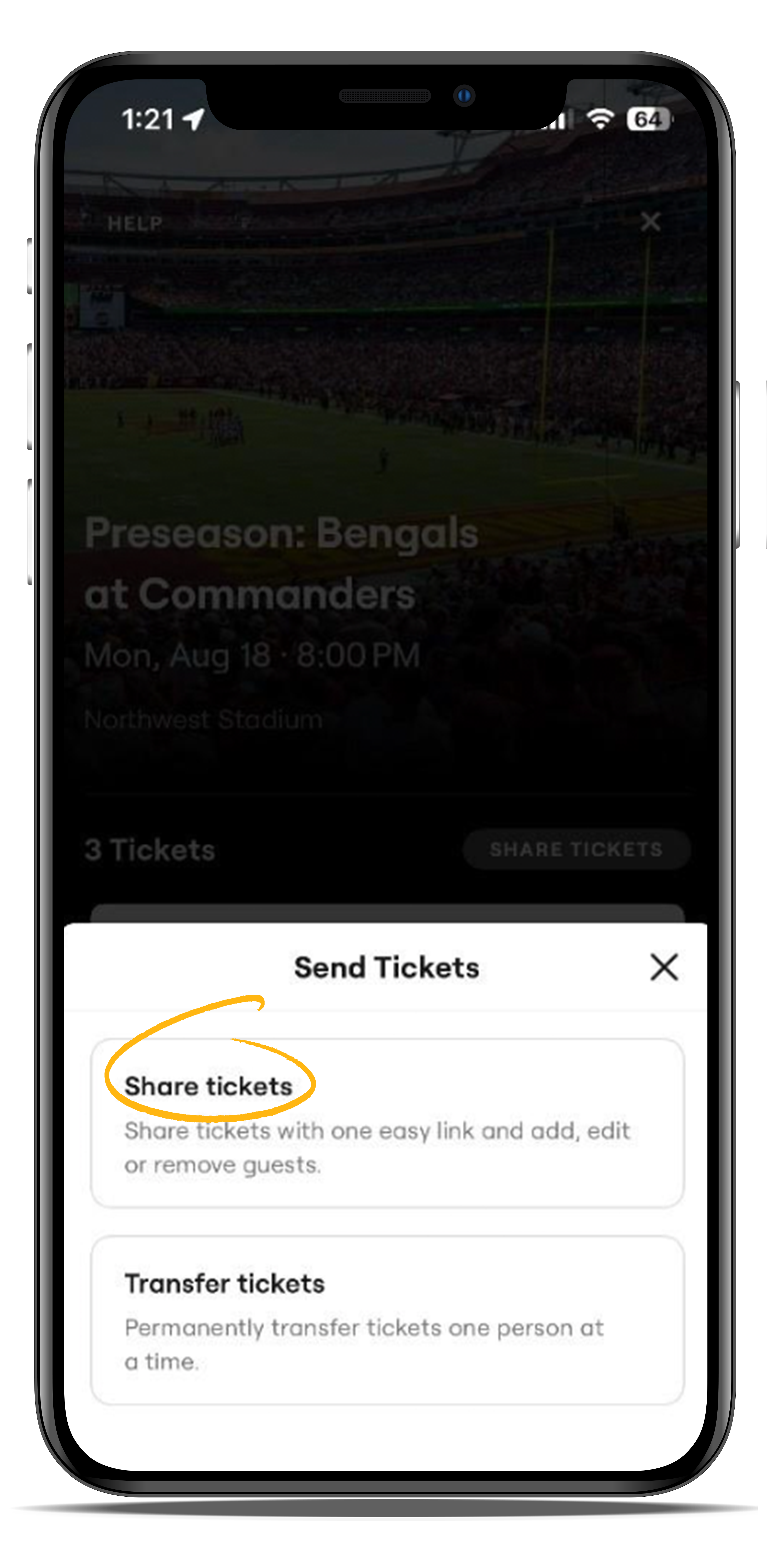 step 1 share tickets