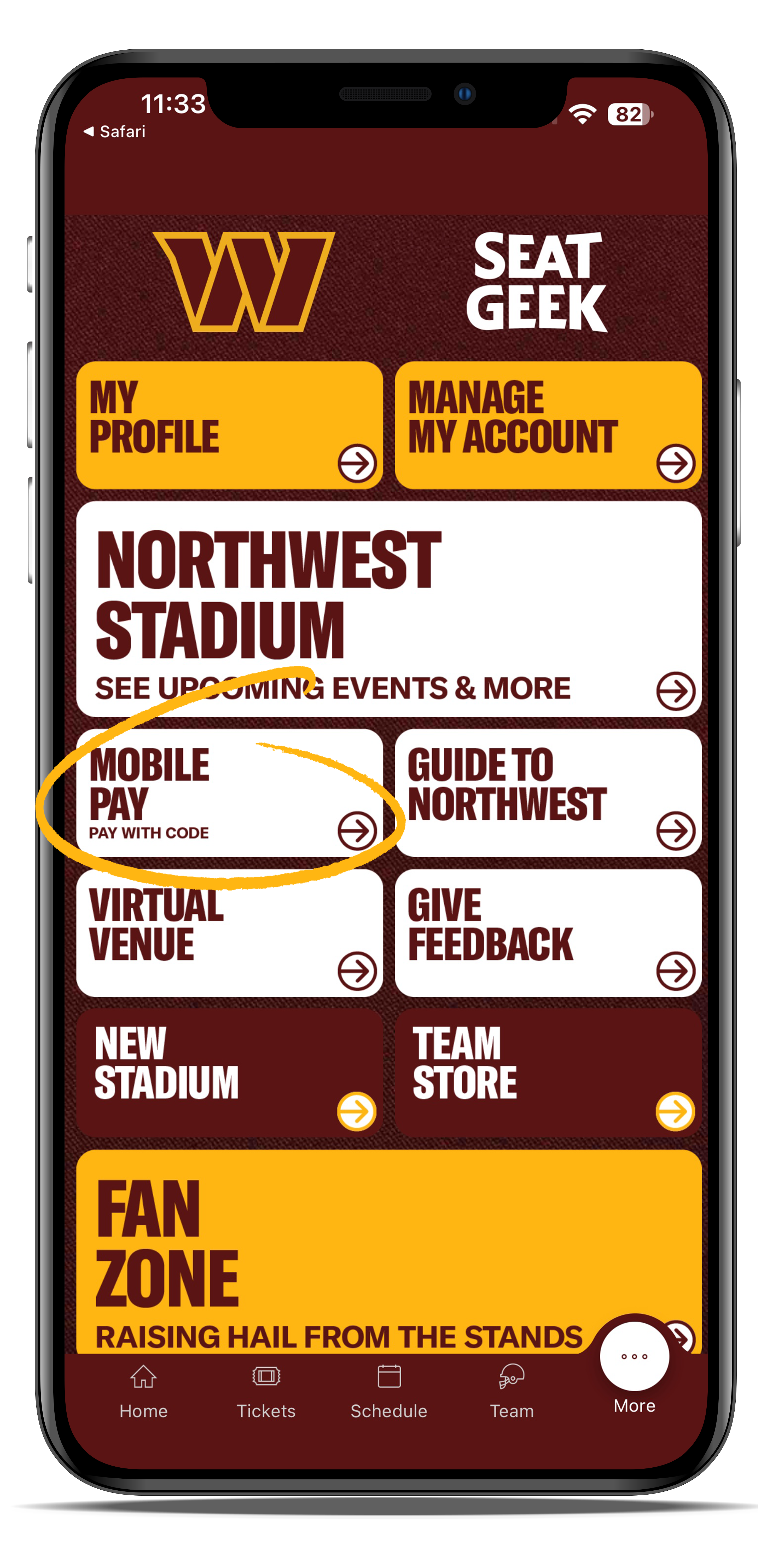 mobile pay menu