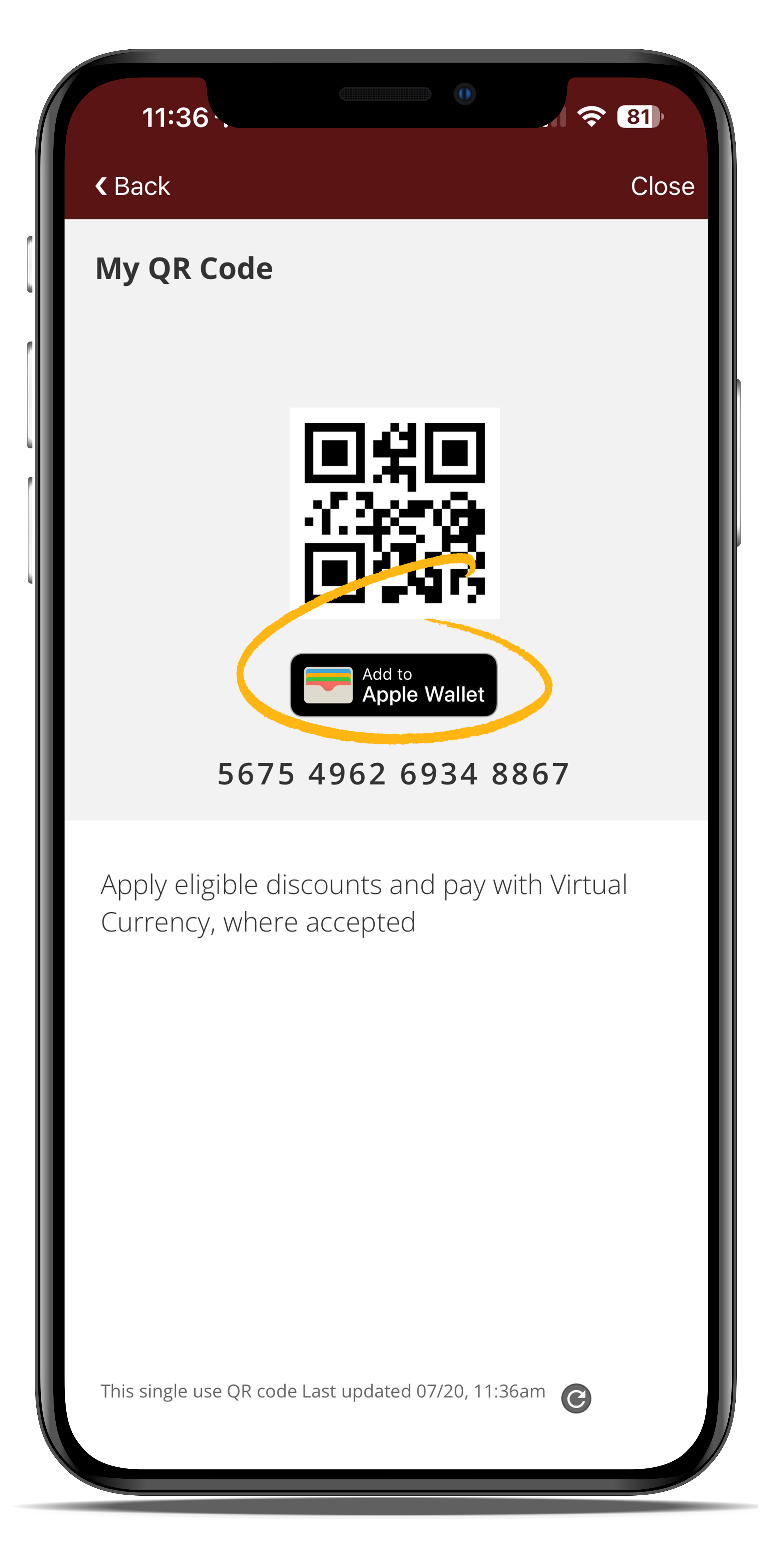 mobile pay- add to wallet