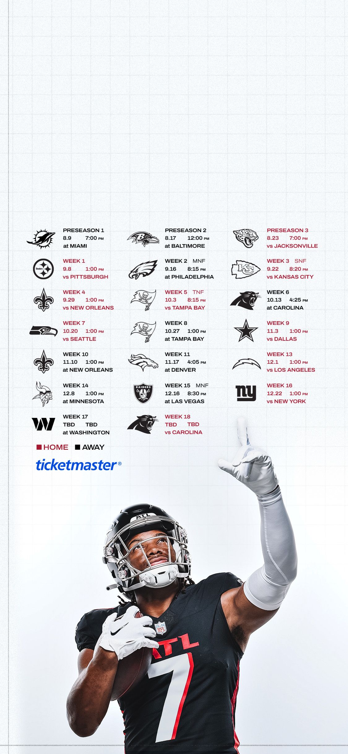 Falcons football schedule discount